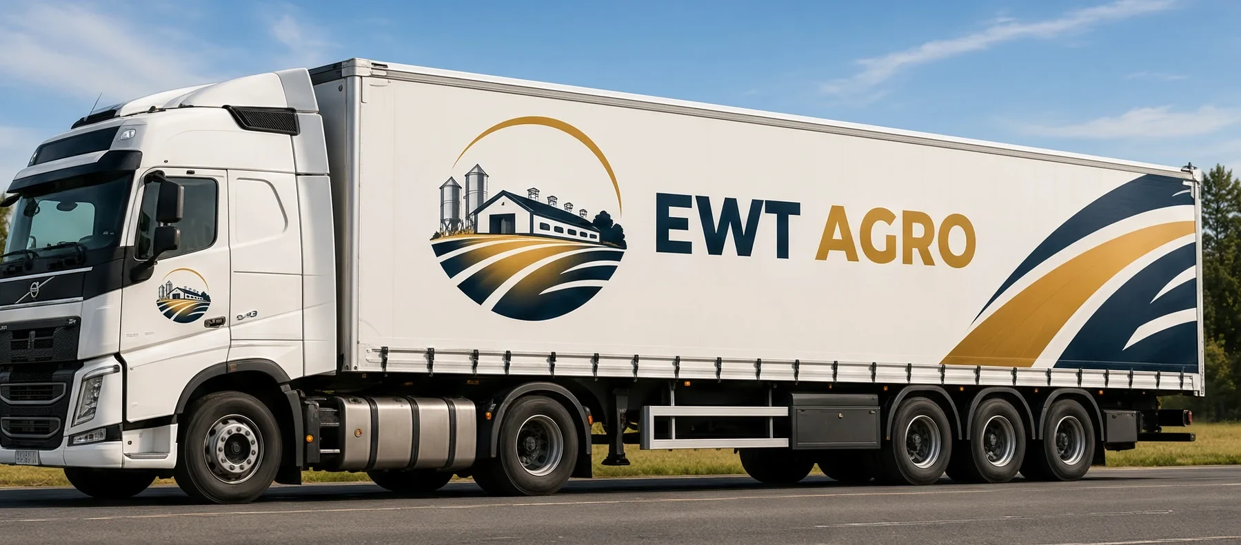 Ciężarówka z logo EWT AGRO na trasie